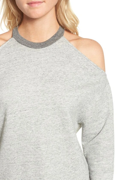 Shop Ag Gizi Cold Shoulder Sweatshirt In Heather Grey