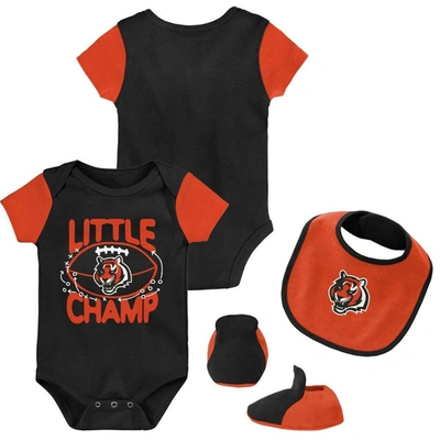 Shop Outerstuff Newborn & Infant Black/orange Cincinnati Bengals Little Champ Three-piece Bodysuit Bib & Booties Set