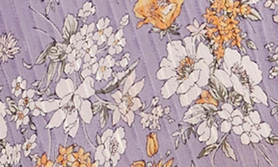 Shop Astr Soleil Plunge Corset Bodice Midi Sundress In Purple-ivory Floral