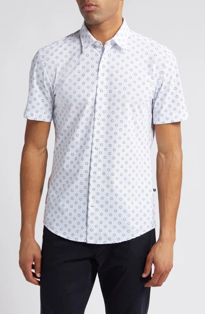 Shop Hugo Boss Boss Roan Ken Slim Fit Short Sleeve Button-up Shirt In White