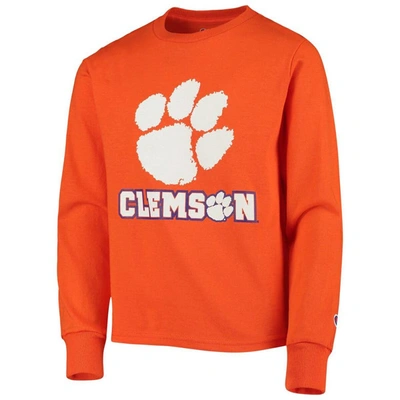 Shop Champion Youth  Orange Clemson Tigers Lockup Long Sleeve T-shirt