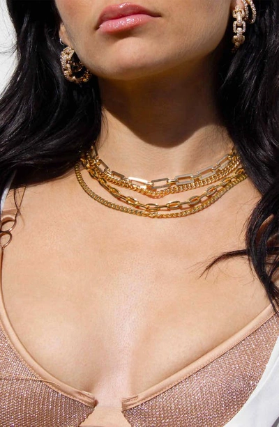 Shop Ettika Rectangle Chain Necklace In Gold