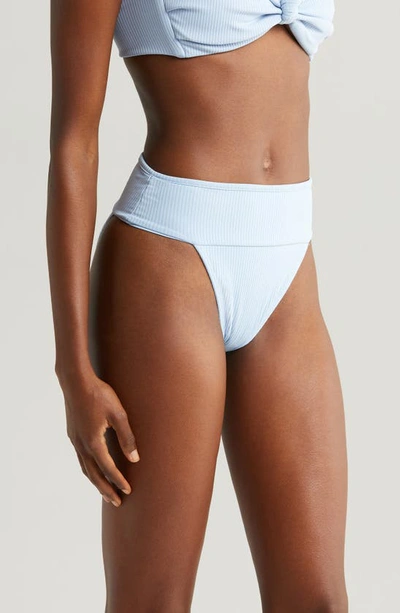 Shop Montce Tamarindo Rib High Cut Bikini Bottoms In Peri Rib