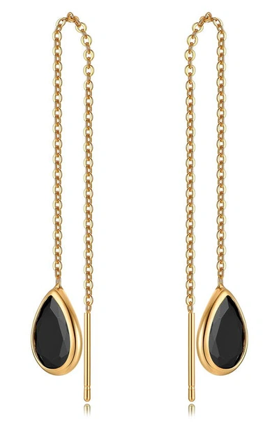 Shop Ettika Barely There Cubic Zirconia Threader Earrings In Black
