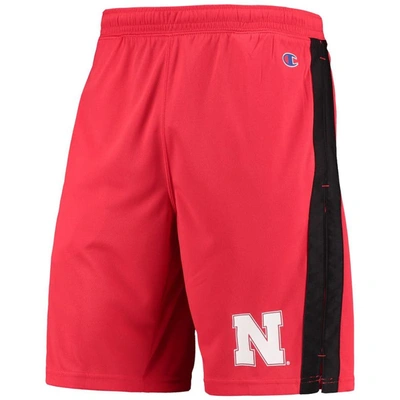 Shop Champion Scarlet Nebraska Huskers Side Stripe Shorts