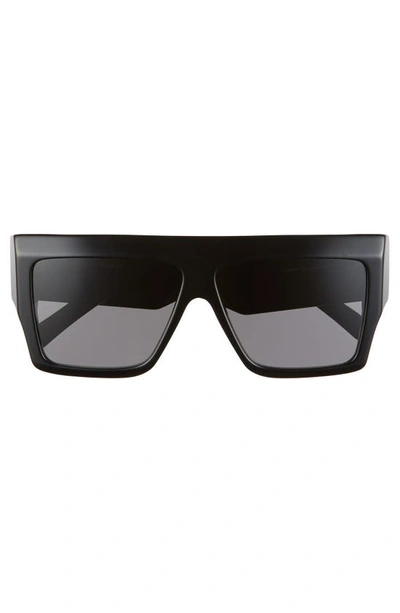 Shop Celine 60mm Flat Top Sunglasses In Black/ Smoke