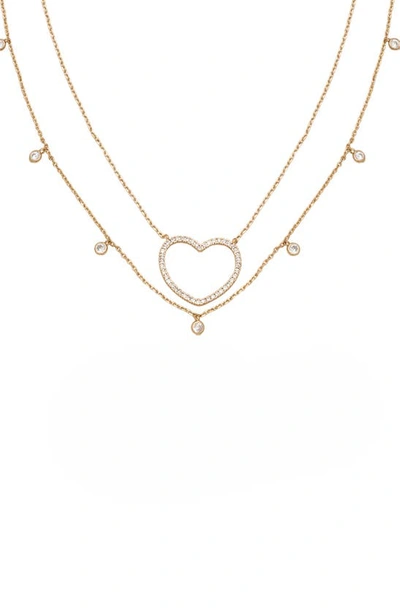 Shop Ettika Dainty Heart Set Of 2 Pendant Necklaces In Gold