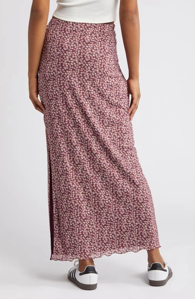 Bp. Printed Mesh Maxi Skirt In Red Ditsy Print