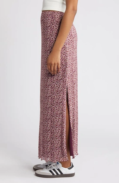 Bp. Printed Mesh Maxi Skirt In Red Ditsy Print
