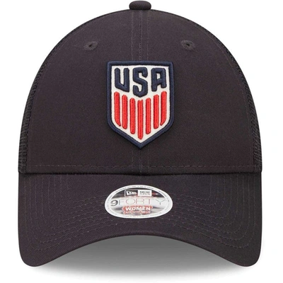 Shop New Era Navy Usmnt Logo Spark 9forty Trucker Snapback Hat