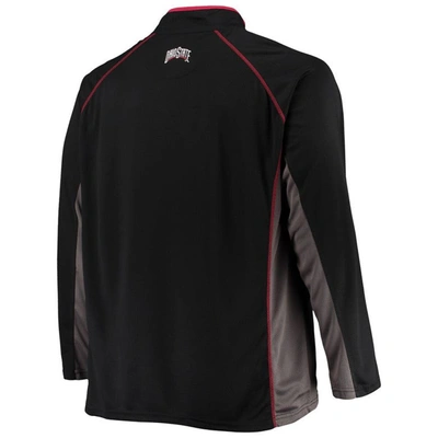 Shop Profile Black Ohio State Buckeyes Big & Tall Textured Raglan Quarter-zip Jacket