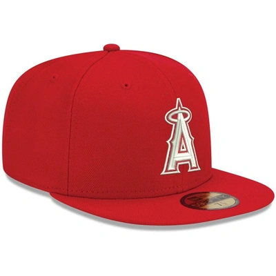 Shop New Era Red Los Angeles Angels White Logo 59fifty Fitted Hat