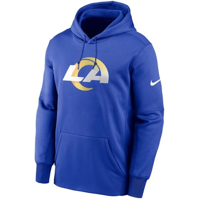 Shop Nike Royal Los Angeles Rams Primary Logo Therma Performance Pullover Hoodie