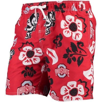 Shop Wes & Willy Scarlet Ohio State Buckeyes Floral Volley Swim Trunks