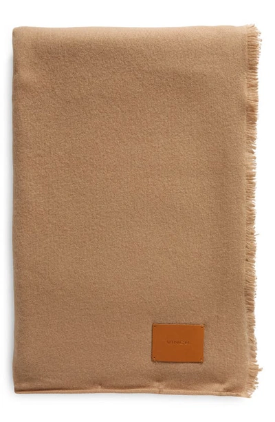 Shop Vince Reversible Cashmere Jersey Throw Blanket In Camel