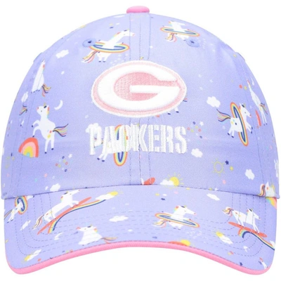 Shop 47 Girls Preschool ' Purple Green Bay Packers Unicorn Clean Up Adjustable Hat