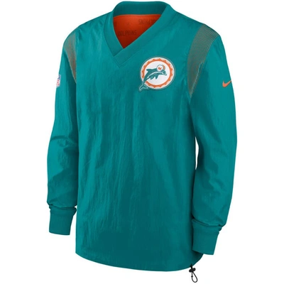 Shop Nike Aqua Miami Dolphins Sideline Team Id Reversible Pullover Windshirt