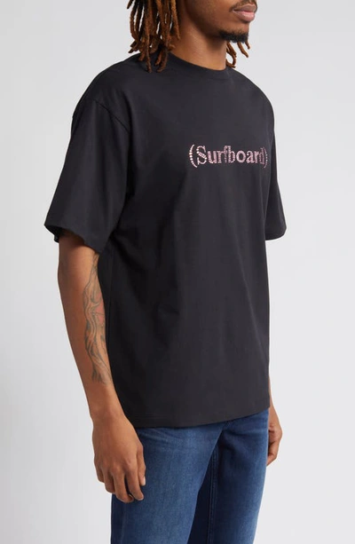 Shop Stockholm Surfboard Club Kil Swarovski® Crystal Embellished Logo Cotton T-shirt In Black