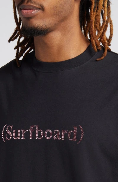 Shop Stockholm Surfboard Club Kil Swarovski® Crystal Embellished Logo Cotton T-shirt In Black