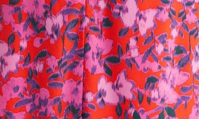 Shop Chelsea28 Faux Wrap Midi Dress In Red/ Pink Fleur Ikat