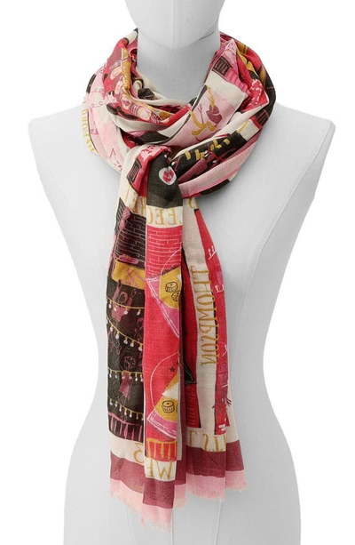 Shop Kate Spade Holiday Rooftops Oblong Scarf In Pink/ Red