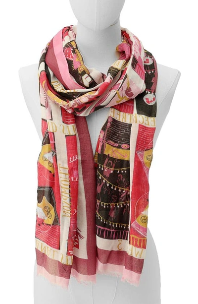 Shop Kate Spade Holiday Rooftops Oblong Scarf In Pink/ Red