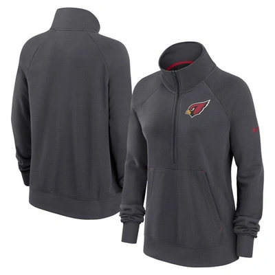 Shop Nike Charcoal Arizona Cardinals Premium Raglan Performance Half-zip Sweatshirt