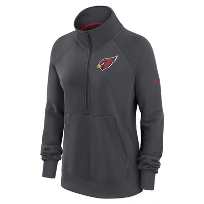 Shop Nike Charcoal Arizona Cardinals Premium Raglan Performance Half-zip Sweatshirt