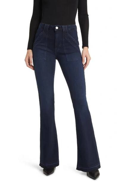 Shop Frame Trapunto St. Le High Flare Jeans In Onyx Indigo Clean