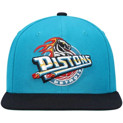 Shop Mitchell & Ness Teal/black Detroit Pistons Hardwood Classics Team Two-tone 2.0 Snapback Hat