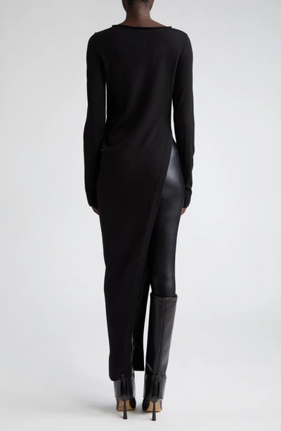 Shop Rick Owens Easy Long Asymmetric Hem Virgin Wool Sweater In Black