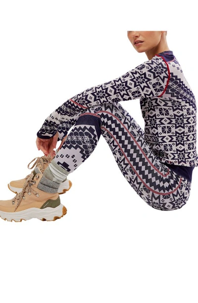 Fp Movement Myoko Jacquard Leggings In Midnight Navy Combo