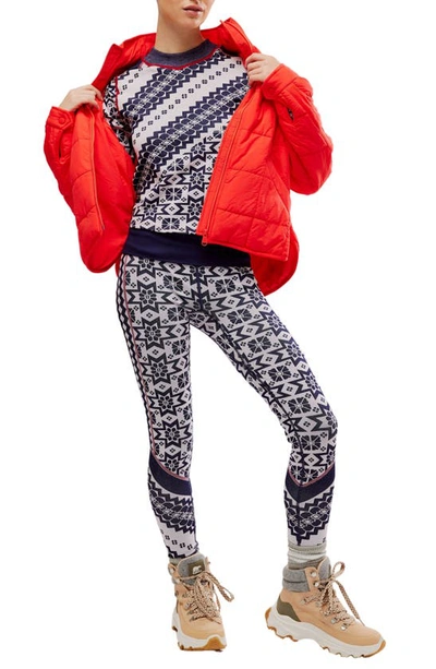 Fp Movement Myoko Jacquard Leggings In Midnight Navy Combo