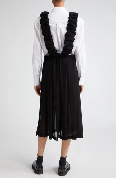 Shop Comme Des Garçons Comme Des Garçons Ruched Strap Georgette Pinafore Dress In Black