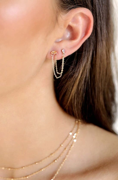 Shop Ettika Double Piercing Chain Drop Earrings In Pink