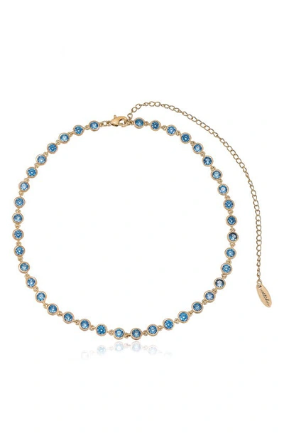 Shop Ettika Cubic Zirconia Bezel Necklace In Blue