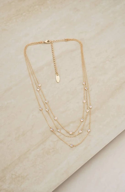 Shop Ettika Crystal Station Layered Necklace In Gold