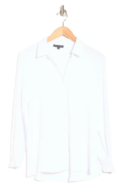 Shop Adrianna Papell Long Sleeve Button-up Shirt In White