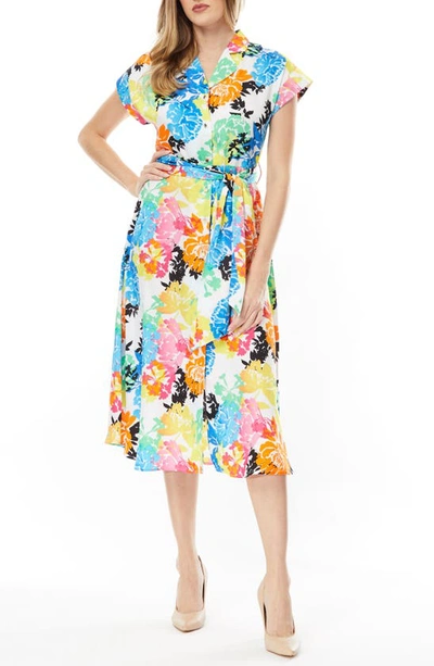 Shop By Design Aurelia Cap Sleeve Midi Dress In Spectral Blooms