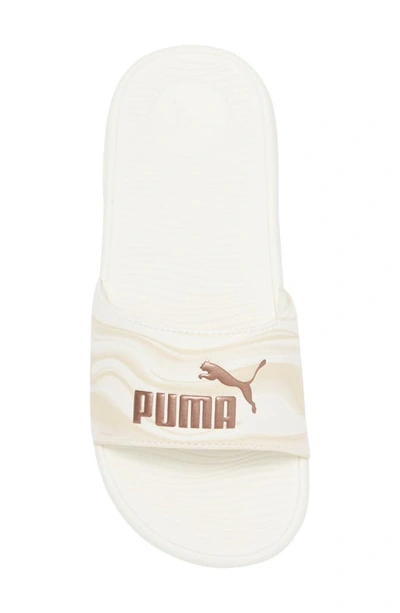Shop Puma Cool Cat 2.0 Marble Slide Sandal In Light Sand-ivory-rose Gold