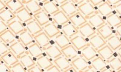 Shop Pleione Crinkle Tie Shoulder Top In Ivory Taupe Black Grid Geo