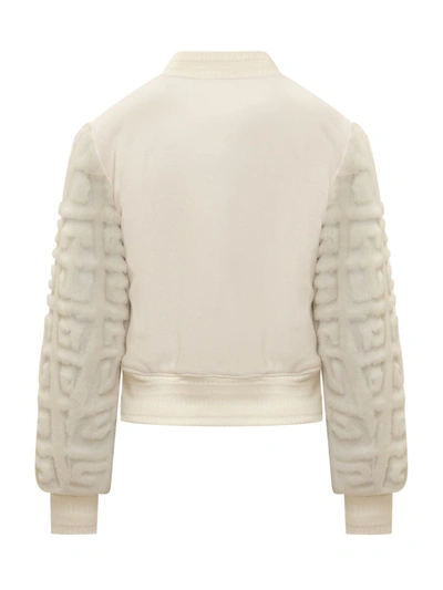 Shop Givenchy 4g Wool And Fur Short Bomber Jacket In White