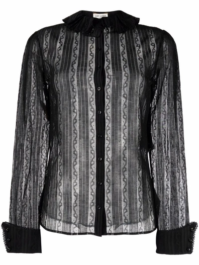 Shop Saint Laurent Patchwork Shirt Clothing In Black