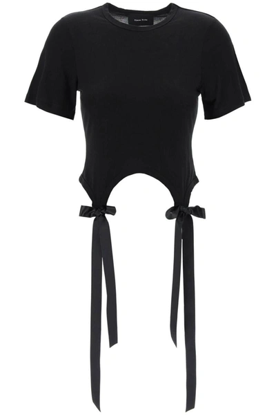 Shop Simone Rocha Easy T-shirt With Bow Tails In Black
