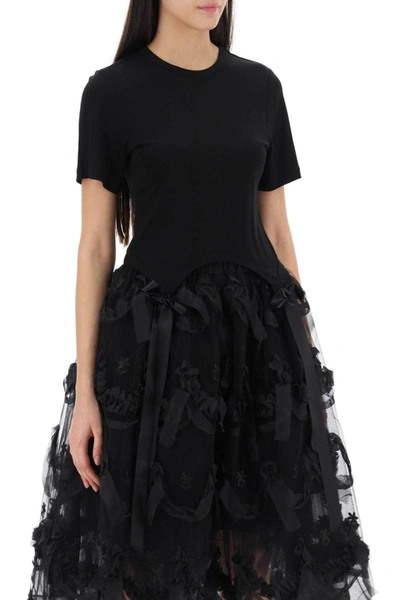 Shop Simone Rocha Easy T-shirt With Bow Tails In Black