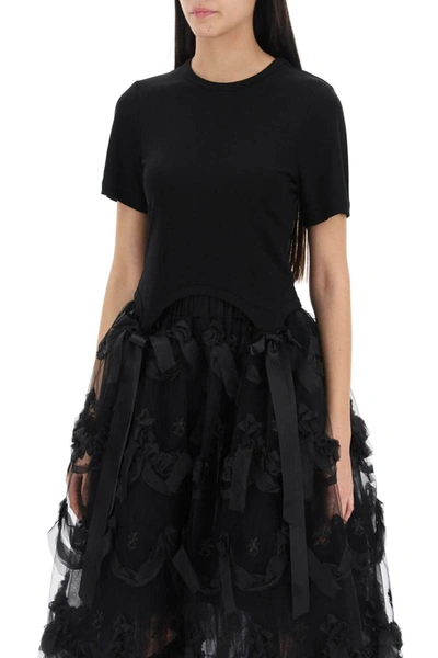 Shop Simone Rocha Easy T-shirt With Bow Tails In Black