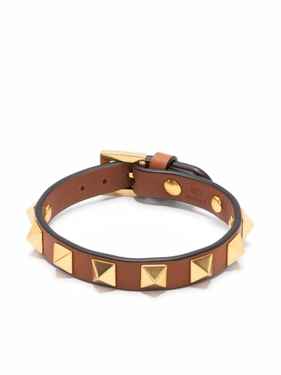 Shop Valentino Garavani Rockstud Bracelet Accessories In Brown