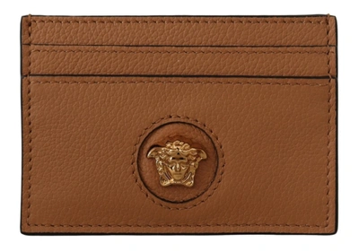 Shop Versace Brown Calf Leather Card Holder Women's Wallet