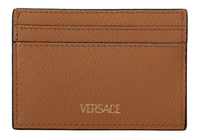 Shop Versace Brown Calf Leather Card Holder Women's Wallet