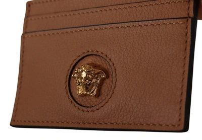 Shop Versace Brown Calf Leather Card Holder Women's Wallet